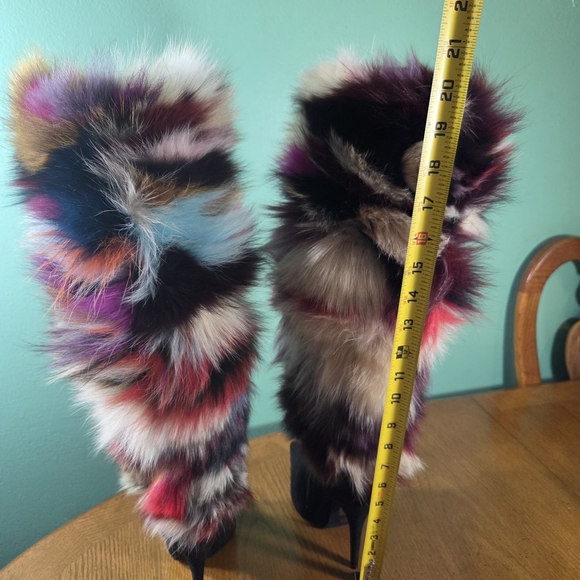 JEFFREY CAMPBELL Gamor Genuine Rabbit Fur Boot Like New Size 6.5 Without Box - Picture 5 of 11